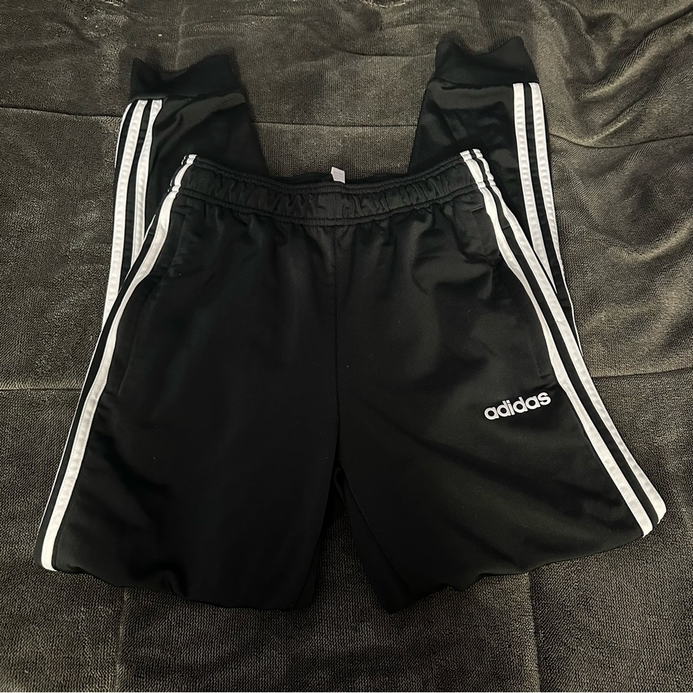 Adidas 3 Stripe Tapered Track Pants/Joggers With Zippered Pockets - Picture 1 of 5
